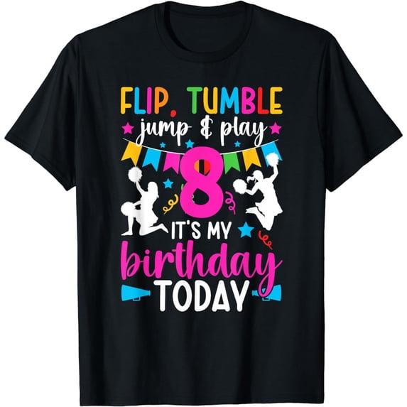 8th Birthday Cheerleader Eight Year Old Cheerleading Girl T-Shirt