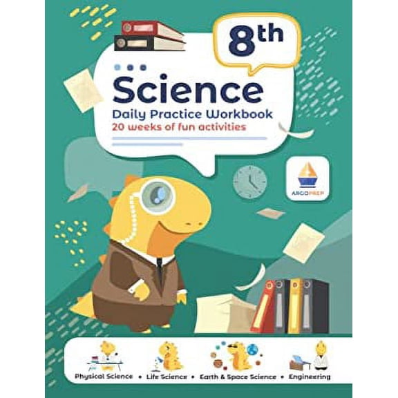 Pre-Owned 8th Grade Science: Daily Practice Workbook | 20 Weeks of Fun Activities (Physical, Life, Earth and Space Science, Engineering | Video Explanations Included | 200+ Pages Workbook)