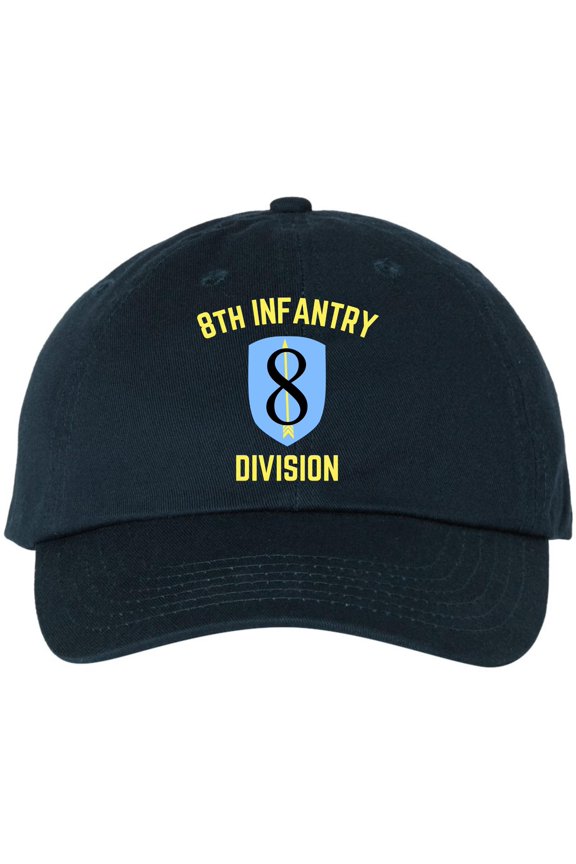 8th Infantry Division Embroidered Baseball Cap Military Veteran Army Dad Hat (NavyBlue)