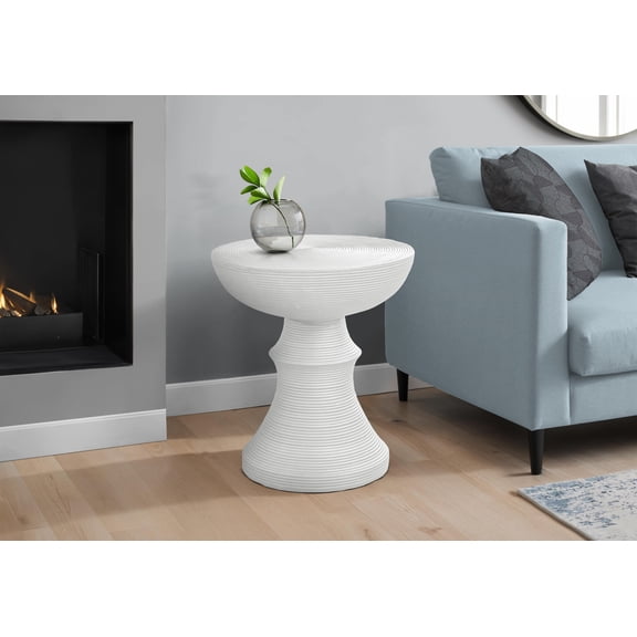 8th Street Living Magnesium Oxide Accent Table - 25" Round White Side/End Table for Indoor/Outdoor Use, Modern Living Room & Bedroom Decor