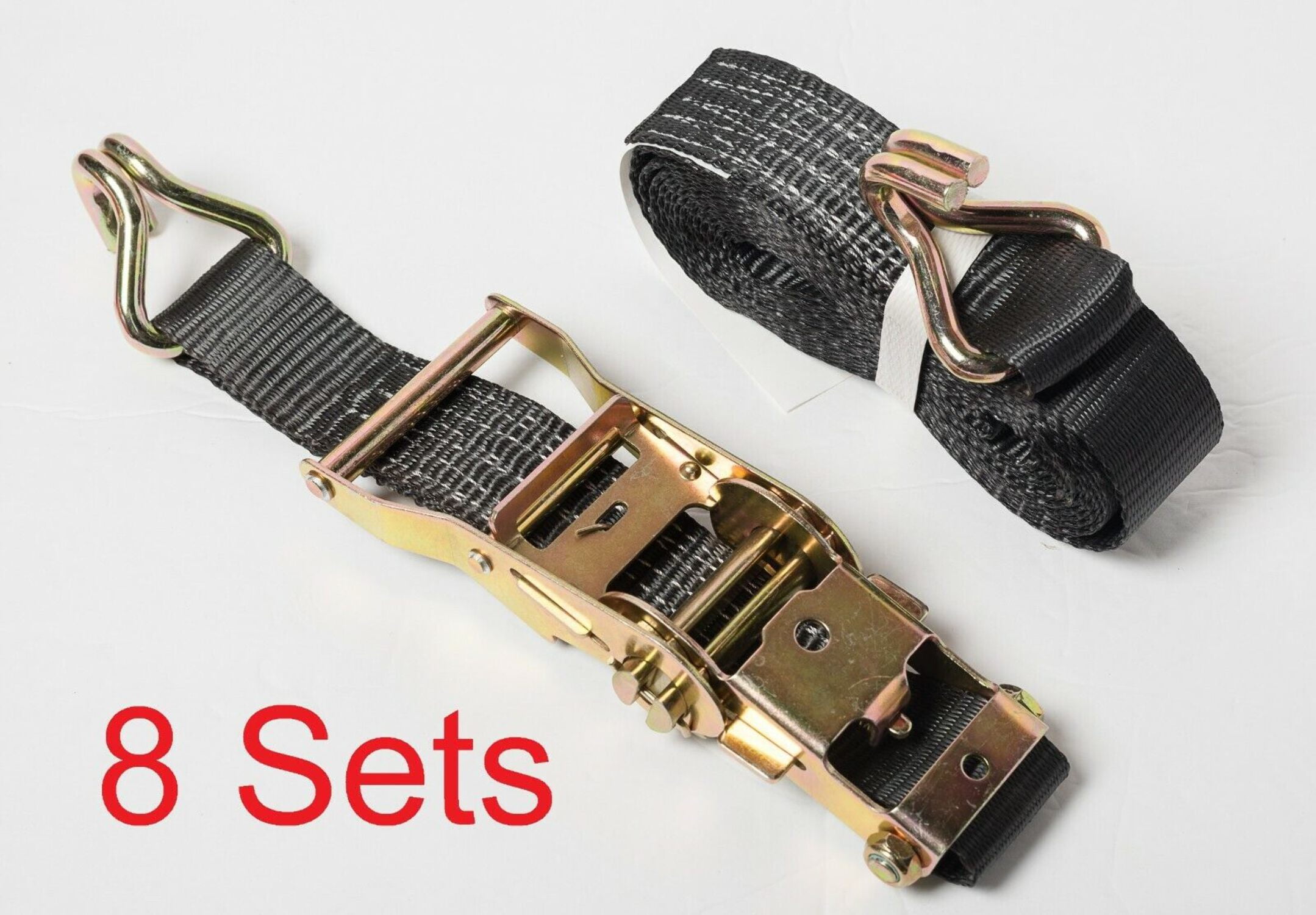 8x 1.5"x15' 4000lb Ratchet Strap J Hook Heavy Duty Tie Down Cargo ATV UTV 1.5x15