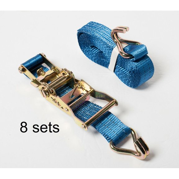 8x 1.5"x15' 4000lb Ratchet Strap J Hook Heavy Duty Tie Down Cargo ATV UTV 1.5x15