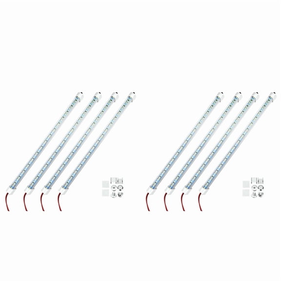 8x 12V Interior LED Light Bar 48 LEDs Strip Lights with Switch and Magnets 6500K White Light for Car Van RV with US Plug