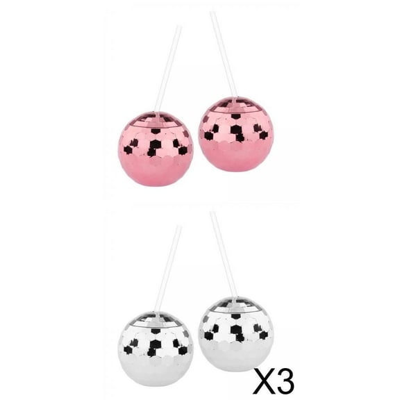 8x 20 Ounce Disco Ball Cups Party Supplies, with Lid and Straw cocktail glass Unique for Nightclub Drinking Bar Beverage Glass