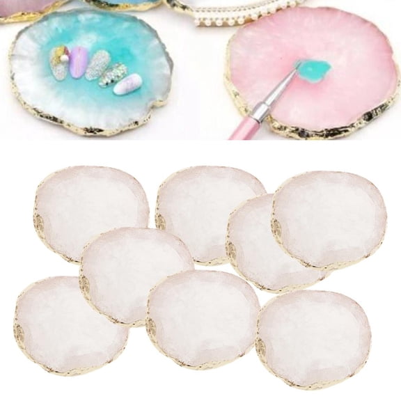 8x Crystal Agate Resin Slices for Drink Coaster, Display Pad, , Irregular Home Decoration, Trimmed Agate Home Ornament