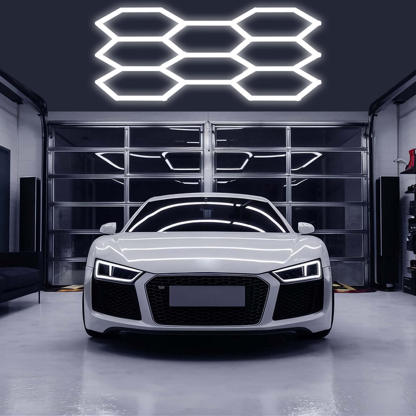8x Hexagon LED Lighting Car Detail Garage Workshop Retail Light Honeycomb Hex