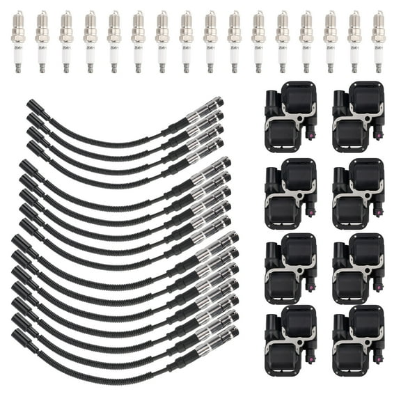 8x Ignition Coil+16xSpark plug +16x Wire Set UF359 For Mercedes-Benz C CL CLK ML Class