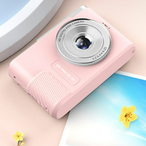 8x Optical Zoom Digital Camera - 4 Inch LCD Screen, 1280x1024 Video Resolution, 128GB Expandable Memory, 800mAh Battery, Front & Rear Cameras, Lightweight & Portable - White/Pink
