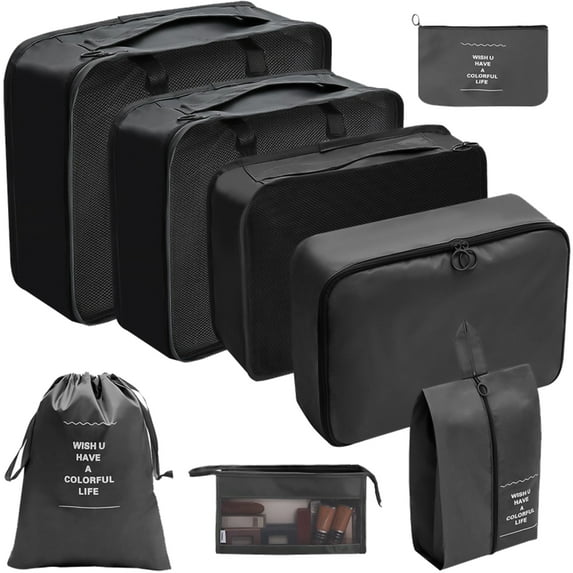 8x Packing Cubes Set Suitcase Organiser Set Luggage Organiser Set ...