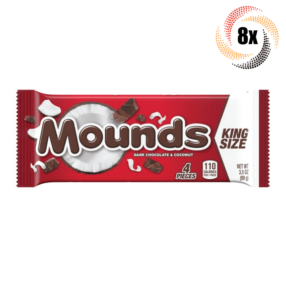 8x Packs Mounds Dark Chocolate & Coconut Candy King Size 3.5oz | Fast Shipping!