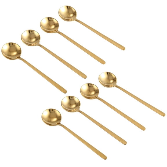 8x Round Shape Coffee Spoon Stainless Steel Mini Teaspoons Sugar Dessert Spoon Ice Cream Soup Spoon