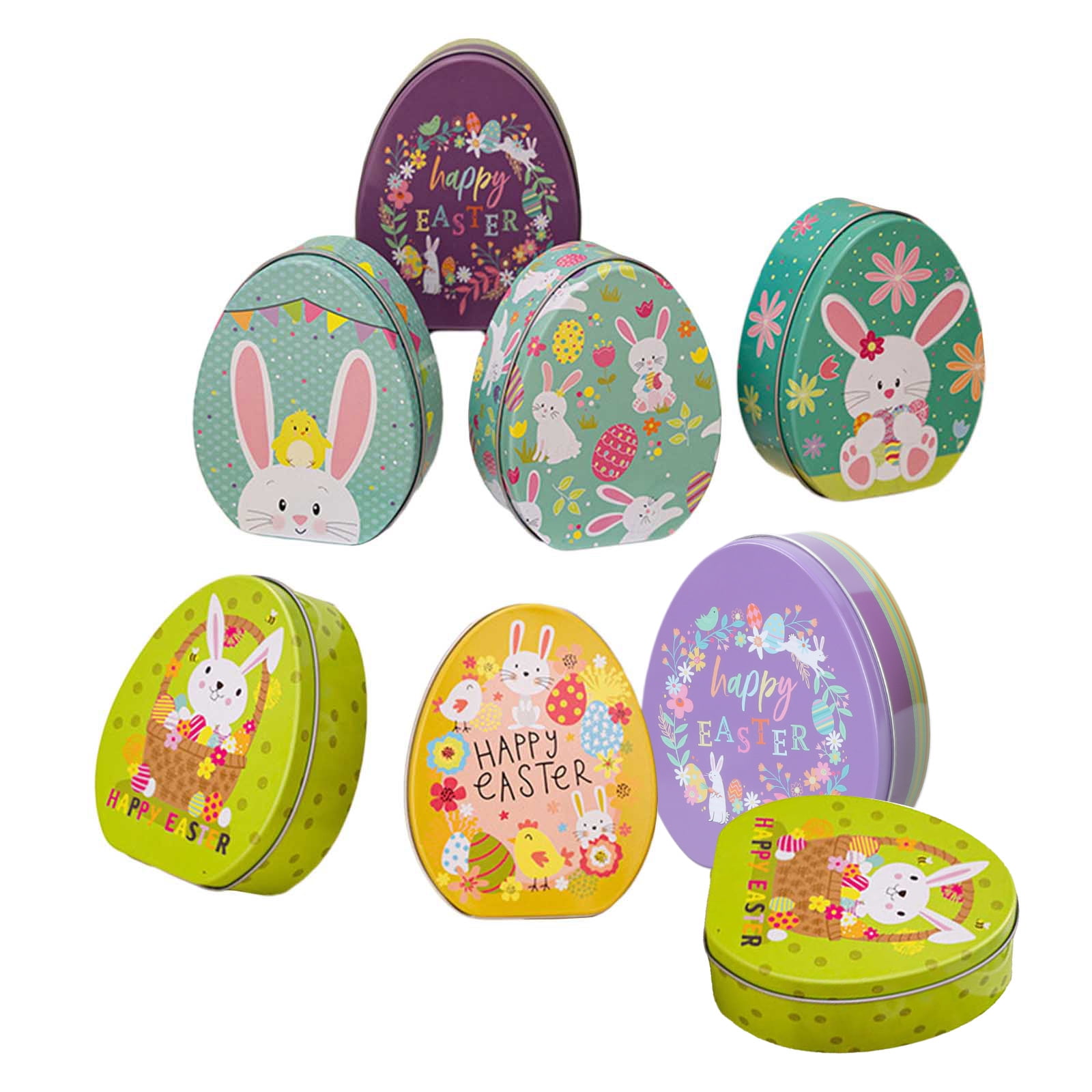 8x/Set Candy Boxes Easter Eggs Candy Boxes Eggs Shape Cookie Container with Pattern Snacks Boxes Easter Toy
