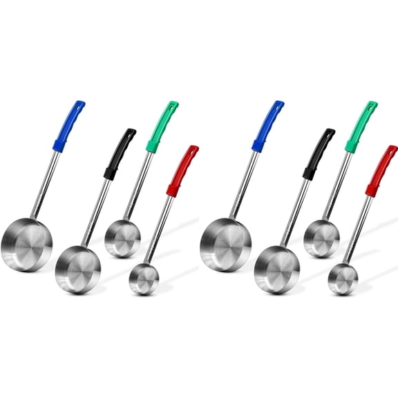 8x Stainless Steel Solid Portion Control Ladle Spoon for , Buffets,Parties 2oz 4oz 6oz 8oz Spoodle