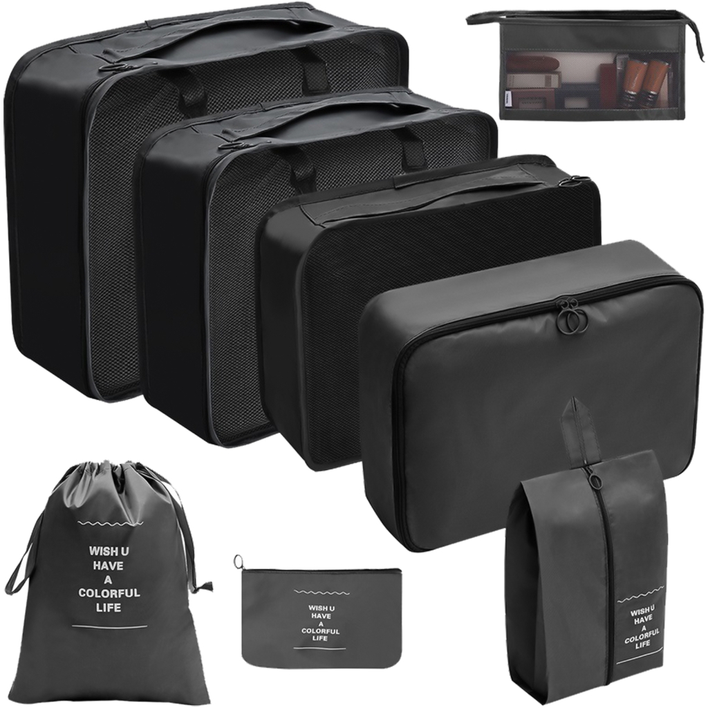 8x Waterproof Packing Organisers Packing Cubes Set Suitcase Organiser Set