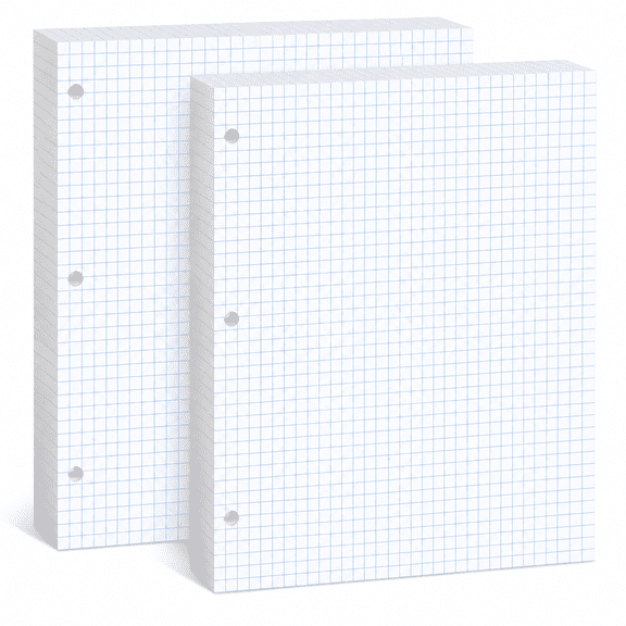 8x10.5-Squared-4x4-2 Pack (260 Sheets) 4x4 Quadrille Loose Leaf Filler Paper