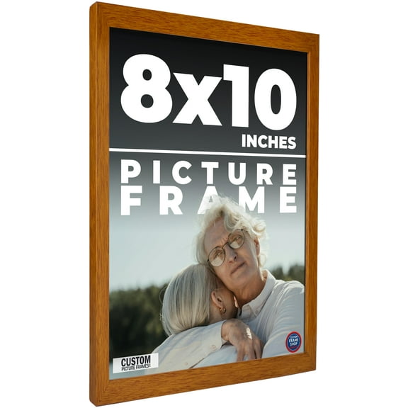 8x10 - 8 x 10 Honey Pecan Flat Solid Wood Frame with UV Framer's Acrylic & Fo...