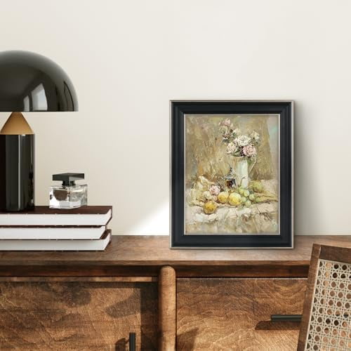 , 8x10 Antique Black with Silver Trim Color Frame - Easel Stand, Sawtooth Hanger - Landscape, Portrait Display - Great for Postcards, Photographs
