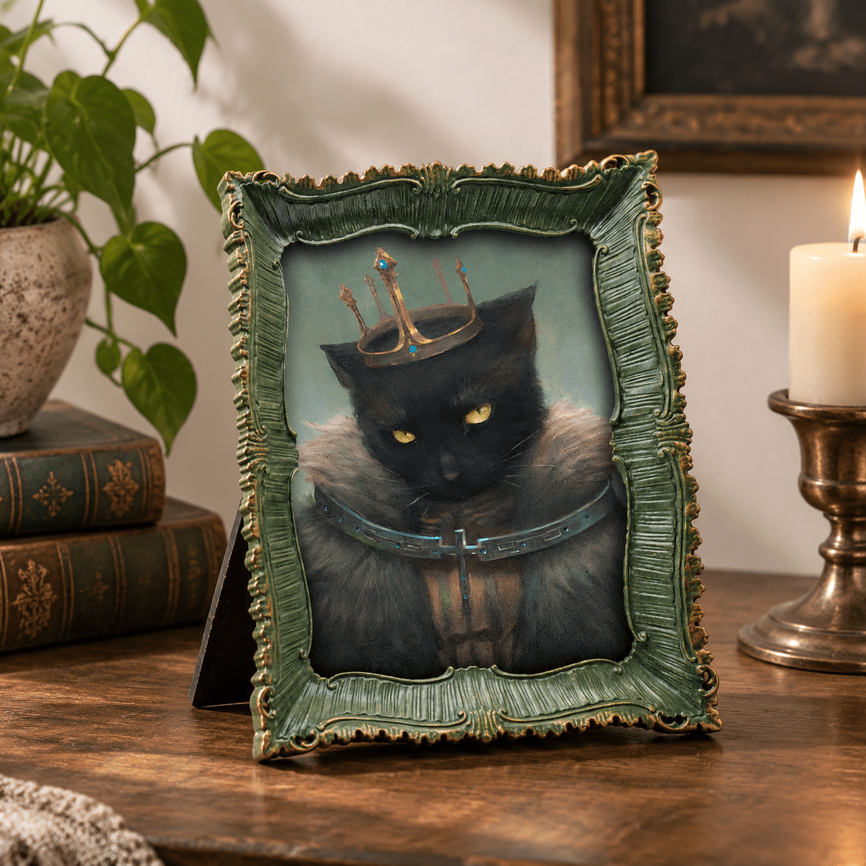 Gothic Display Sign 8x10 Antique Green Gothic Ornate Baroque Picture Frame for Tabletop or ...
