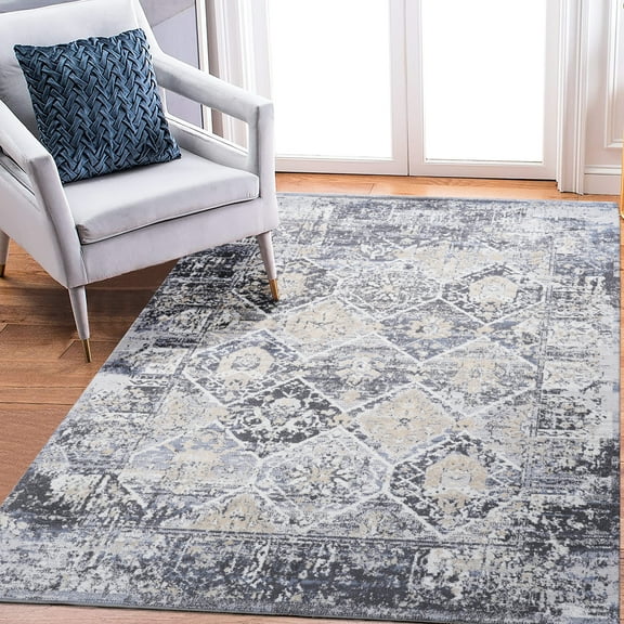 8x10 Area Rug Grey/blue - Non-shedding & Stain , Ideal For Various Rooms Like Living, Bedroom, Dining, Office In Enhances Exceptionality Of Living Room, Home