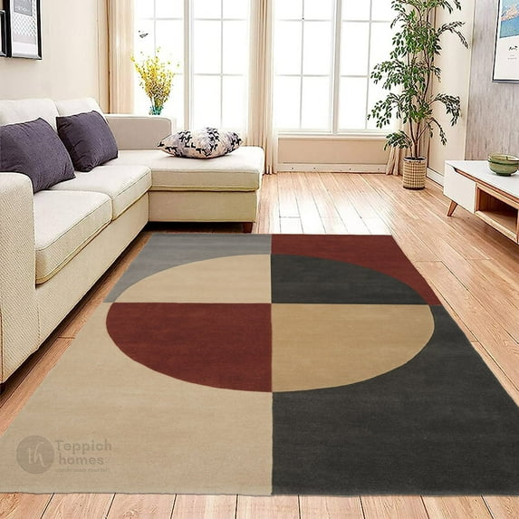 8x10 Area Rug, Hallway, Living Room, Rectangle Carpet, Geometric Carpet, Hand Tufted Rugs