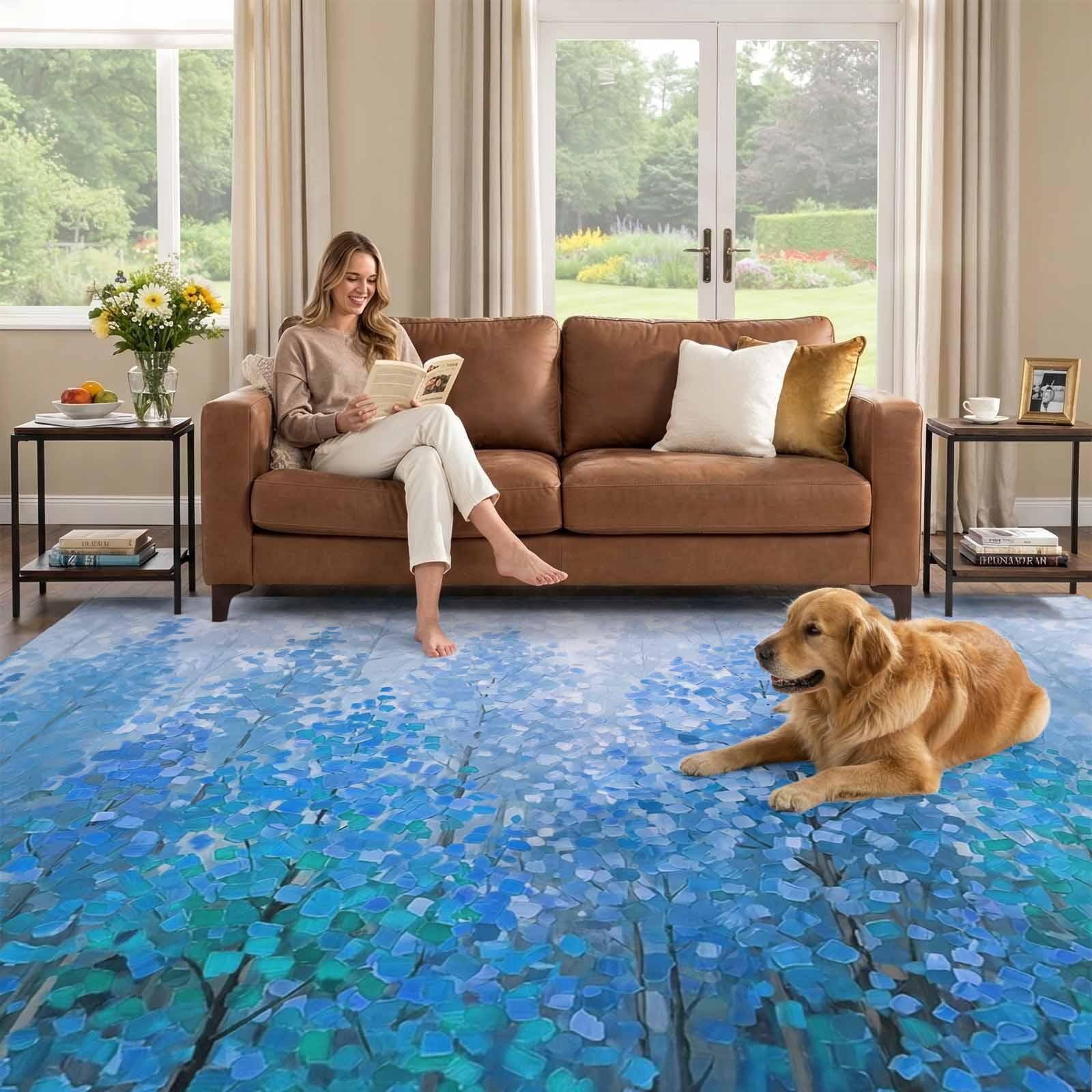 8x10 Area Rug, Impressionist Art Low Pile Washable Rugs for Living Room ...