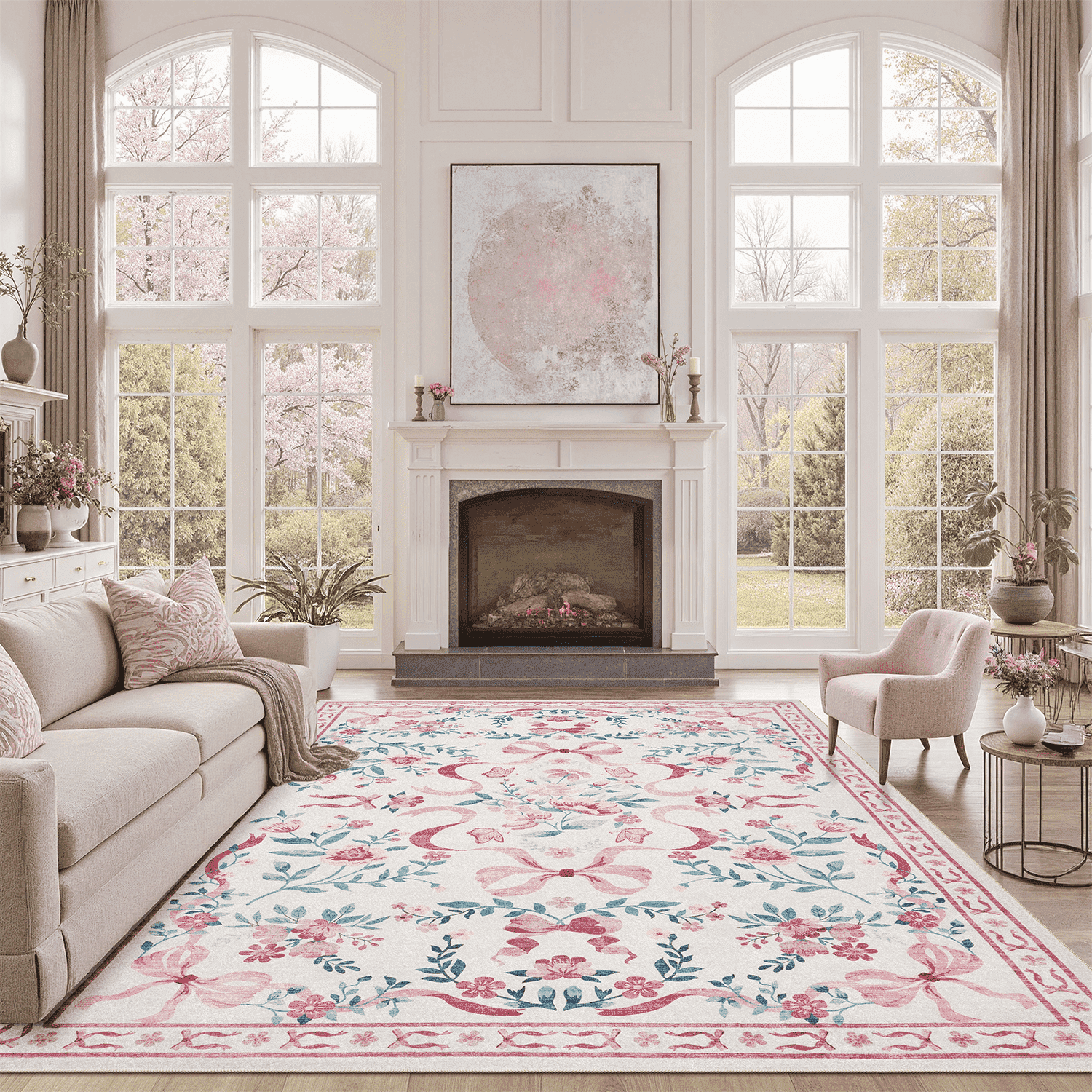 8x10 Area Rug, Machine Washable Non Slip Stain Resistant Soft Vintage ...