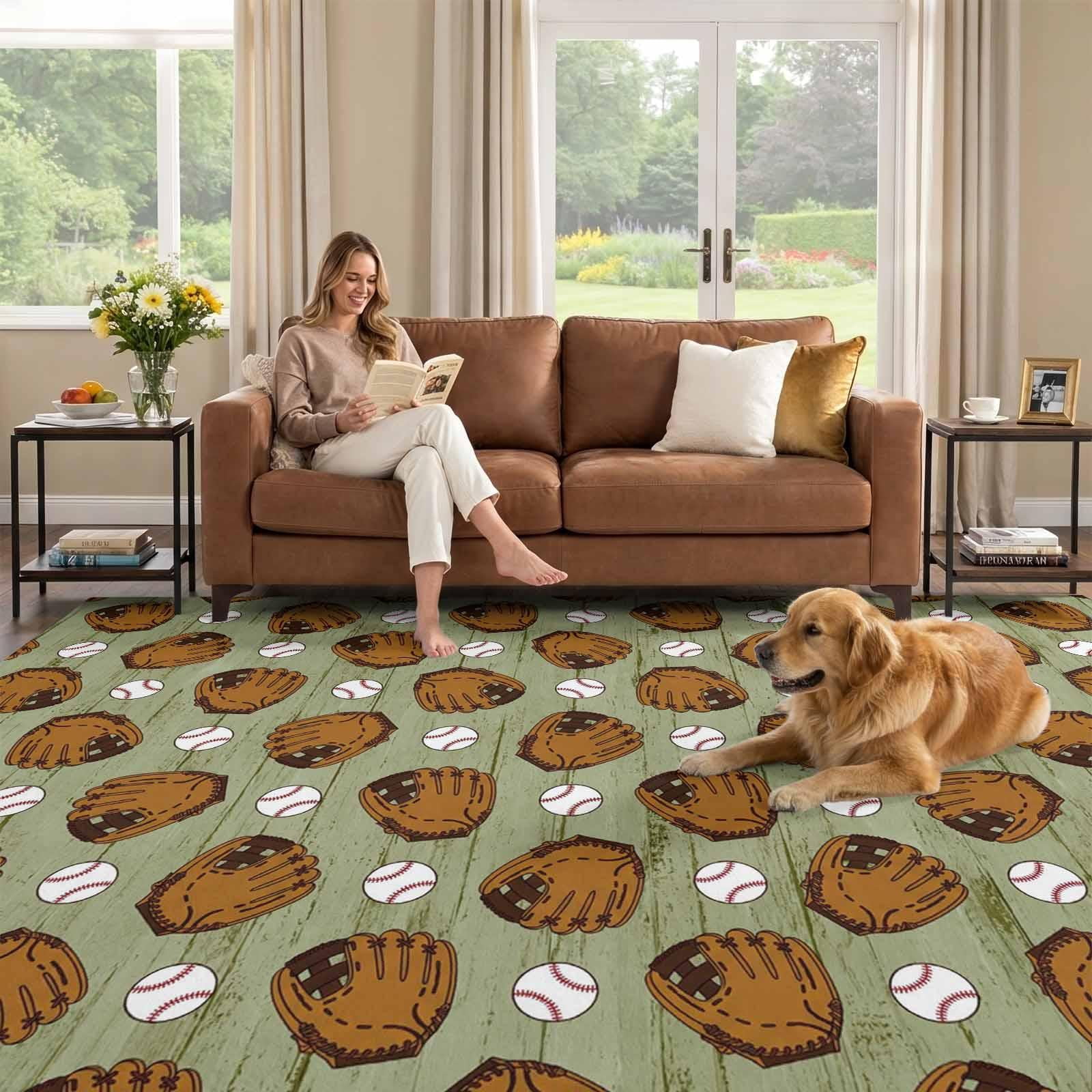 Exercise Area Rugs 8x10 Area Rug, Sage Green Sport Low Pile Washable Rugs for Living Room ...