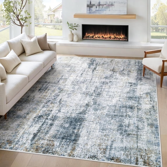 8x10 Area Rug for Living Room: Washable Abstract Soft Rugs Non Slip Modern Stain Resistant Low Pile Carpet for Dining Room Bedroom Nursery Office