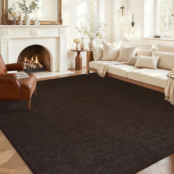 8x10 Area Rug for Living Room Washable Non-Slip Non-Shedding Modern Solids Brown