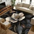 thumbnail image 1 of 8x10 Area Rugs Black Gold Flower Non-Skid Rubber Backing Large Rectangle Rugs - Living Room Bedroom Home Office, Gradient Luxurious Floral Botanical Indoor Floor Mat Carpets Washable Rug, 1 of 9