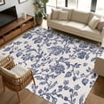 thumbnail image 1 of 8x10 Area Rugs, Blue Floral Leaf Non-Skid Rubber Backing Large Rectangle Rugs - Living Room Bedroom Home Office, Retro Farmhouse Plant Tree Branch Indoor Floor Mat Carpets Washable Rug, 1 of 9