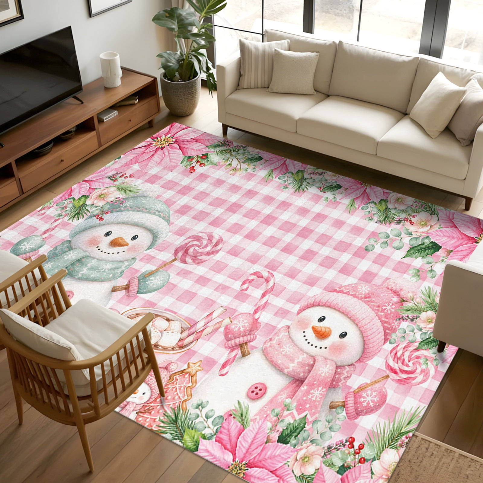 8x10 Area Rugs, Christmas Non-Skid Rubber Backing Large Rectangle Rugs ...