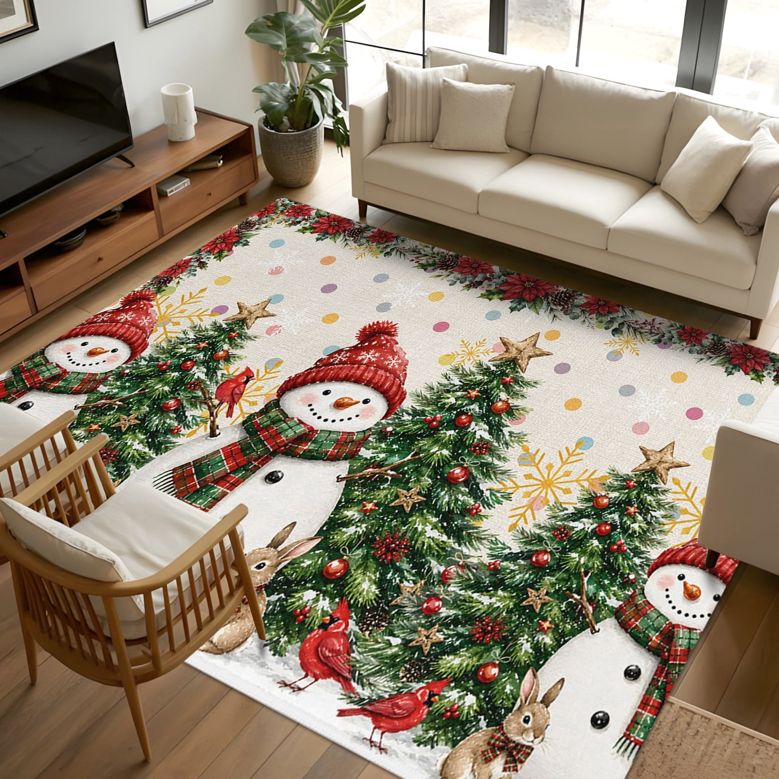 Large Recctangle Rugs 8x10 Area Rugs, Christmas Non-Skid Rubber Backing Large Rectangle Rugs ...