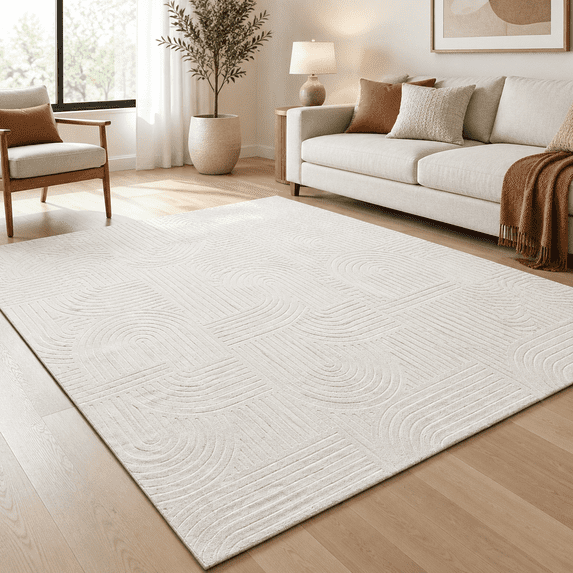 Living Area Rugs 8x10 Area Rugs For Living Room Modern Non Slip Washable Rug White ...