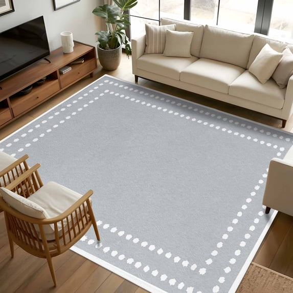 Resource Protection 8x10 Area Rugs, Gray Solid Color Non-Skid Rubber Backing Large ...