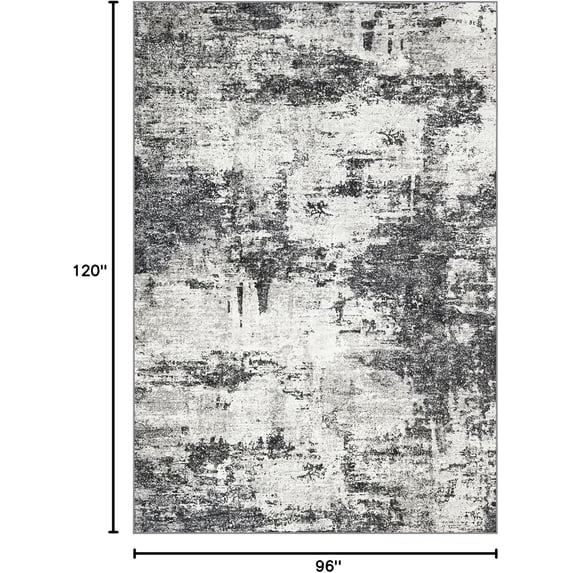 8x10 Area Rugs for Living Room: Abstract Washable Rug with Anti-Slip Backing Non-Shedding Stain-Resistant Soft Modern Large Carpet for Bedroom Dining Room Farmhouse Nursery Home Office Black