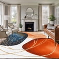 thumbnail image 1 of 8x10 Area Rugs for Living Room, Boho Geometric Non Slip Area Rugs for Kitchen Bedroom Entryway, Orange Blue Abstract Patterned Gold Stripes Washable Carpet Runner Rug Floor Mats for Bedroom, 1 of 8