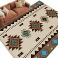 thumbnail image 1 of 8x10 Area Rugs for Living Room, Boho Southwest Non Slip Area Rugs for Kitchen Bedroom Entryway, Farmhouse Aztec Tribe Brown Blue Plaid Washable Carpet Runner Rug Floor Mats for Bedroom Home Decor, 1 of 9