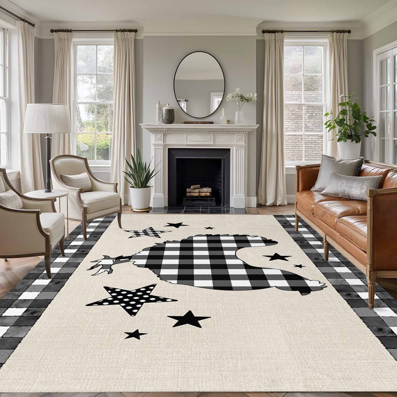 Hen Rug 8x10 Area Rugs for Living Room, Chicken Hen Non Slip Area Rugs for ...