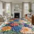 thumbnail image 1 of 8x10 Area Rugs for Living Room, Colorful Summer Succulents Non Slip Area Rugs for Kitchen Bedroom Entryway, Spring Floral Watercolor Washable Carpet Runner Rug Floor Mats for Bedroom Home Decor, 1 of 9
