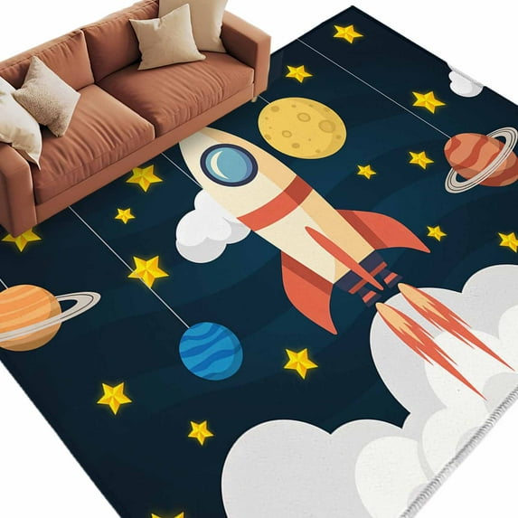 8x10 Area Rugs for Living Room, Cute Rocket Non Slip Area Rugs for ...