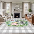 thumbnail image 1 of 8x10 Area Rugs for Living Room, Easter Non Slip Area Rugs for Kitchen Bedroom Entryway, Spring Colorful Eggs Flower Leaf Grey Plaid Checkered Washable Carpet Runner Rug Floor Mats for Bedroom, 1 of 8