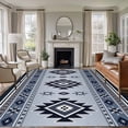 thumbnail image 1 of 8x10 Area Rugs for Living Room, Navy Blue Boho Non Slip Area Rugs for Kitchen Bedroom Entryway, Southwestern Geometric Vintage Abstract Art Washable Carpet Runner Rug Floor Mats for Bedroom, 1 of 9