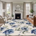 thumbnail image 1 of 8x10 Area Rugs for Living Room, Navy Blue Floral Non Slip Area Rugs for Kitchen Bedroom Entryway, Vintage Flowers Elegant Pastoral Rustic Washable Carpet Runner Rug Floor Mats for Bedroom Home Decor, 1 of 9