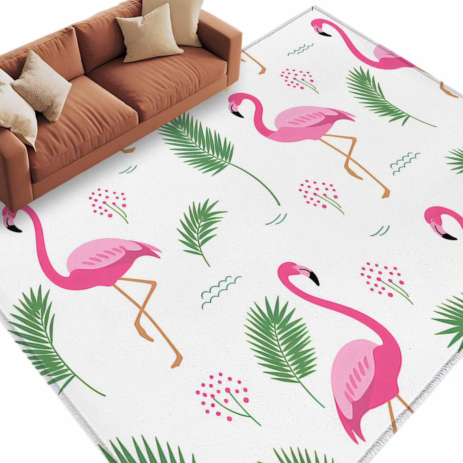 8x10 Area Rugs for Living Room, Pink Flamingos Non Slip Area Rugs for ...