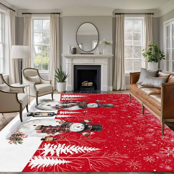8x10 Area Rugs for Living Room, Red Christmas Non Slip Area Rugs for ...