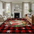 thumbnail image 1 of 8x10 Area Rugs for Living Room, Red Plaid Christmas Non Slip Area Rugs for Kitchen Bedroom Entryway, Xmas Snowflake Birds Botanical Washable Carpet Runner Rug Floor Mats for Bedroom Home Decor, 1 of 9
