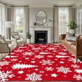 thumbnail image 1 of 8x10 Area Rugs for Living Room, Red White Christmas Non Slip Area Rugs for Kitchen Bedroom Entryway, Xmas Tree Snowflake Winter Abstract Washable Carpet Runner Rug Floor Mats for Bedroom Home Decor, 1 of 9