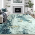 thumbnail image 1 of 8x10 Area Rugs for Living Room Rug Washable: Abstract Large Rug for Dining Room Bedroom Carpet Non Slip 8 by 10 Indoor Modern Nursery Home Office Teal Grey Gold, 1 of 8
