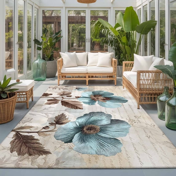 8x10 Area Rugs for Living Room, Spring Floral Non-Slip Area Rugs for ...